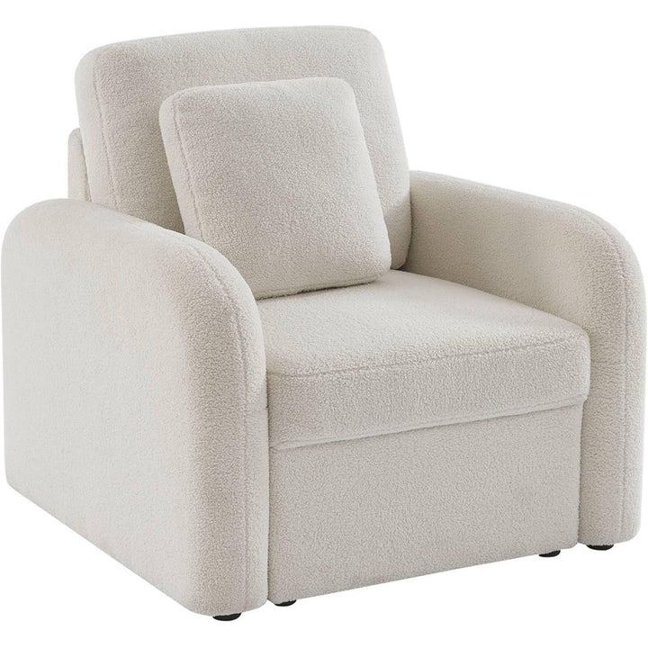 Alice'S Home - Fauteuil Tissu Bouclette Blanche. Lignes Arrondies. Milano. L 90 X P 85 X H 85Cm | Designix -     - https://designix.fr/