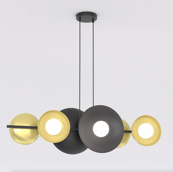 Suspension Volume 6 lumières noire et dorée