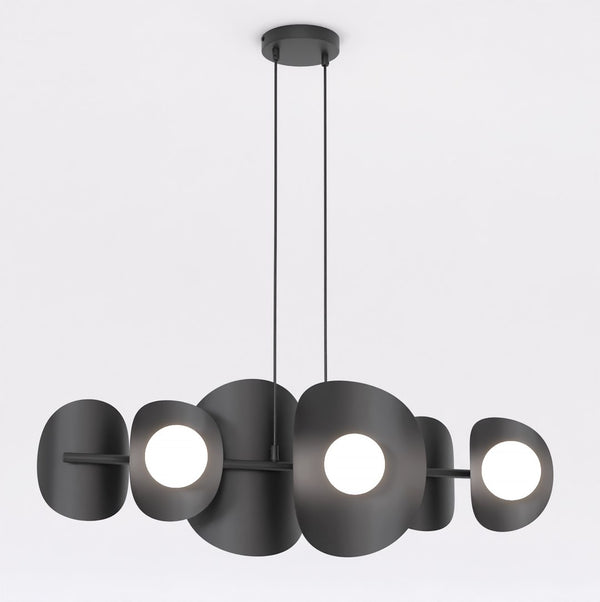 Suspension Elements 6 lumières noire
