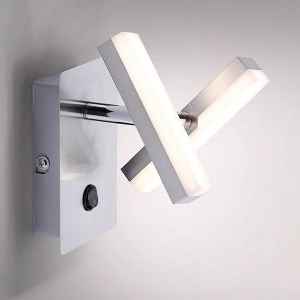 Applique murale LED Rico en acier, blanc satiné, 2 lumières, hauteur 13,5 cm