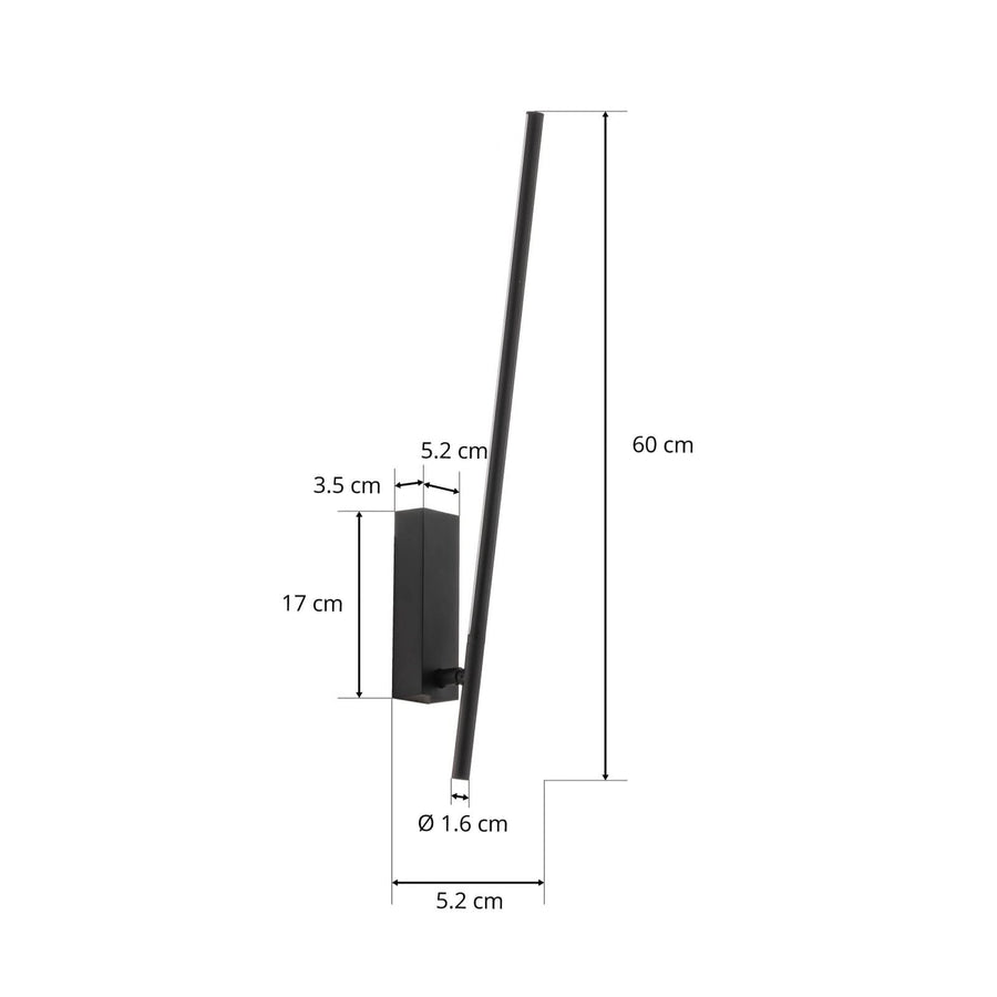 Applique murale LED Tubs en aluminium, noir, Ø 1,6 cm