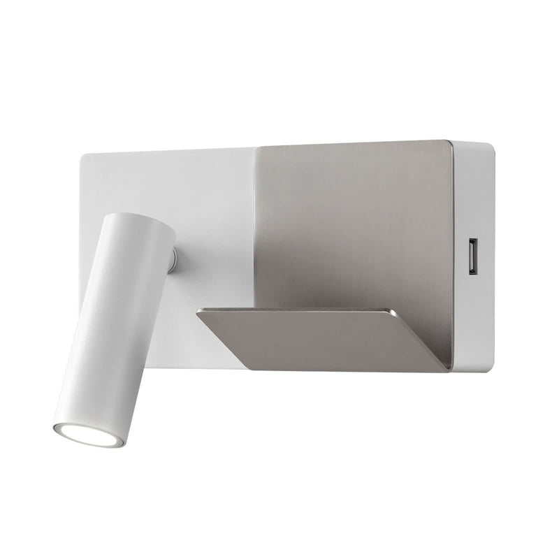 Applique murale LED E-Lamp Mini en aluminium, blanc et gris, hauteur 12 cm