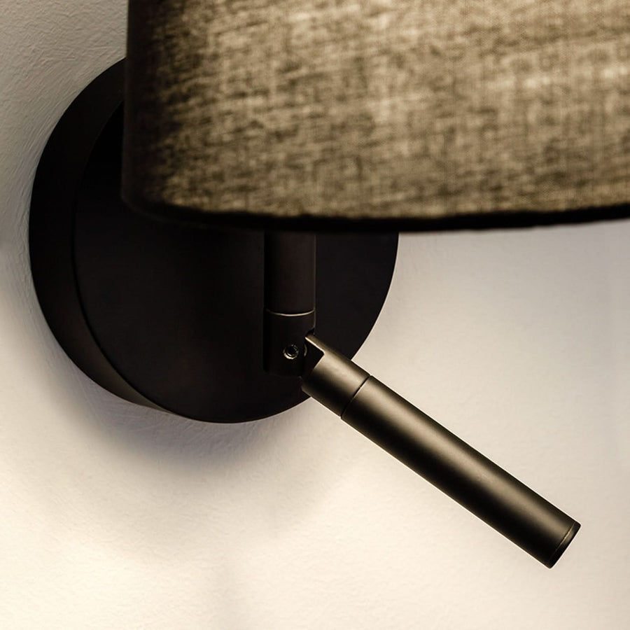Applique murale Clip en tissu, noir, 2 lumières, Ø 19,6 cm