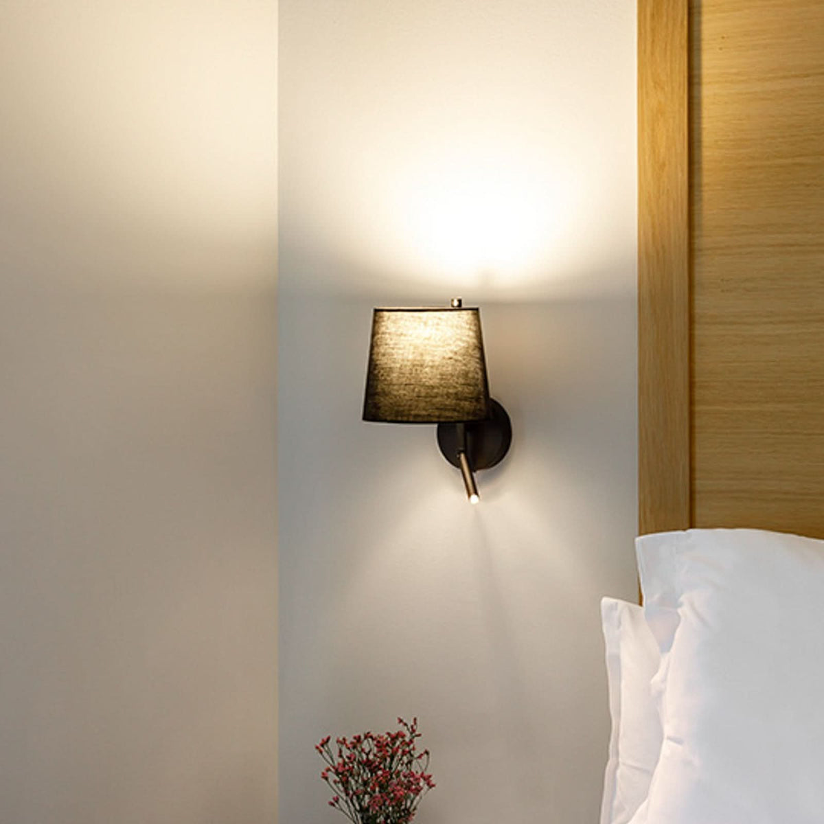 Applique murale Clip en tissu, noir, 2 lumières, Ø 19,6 cm