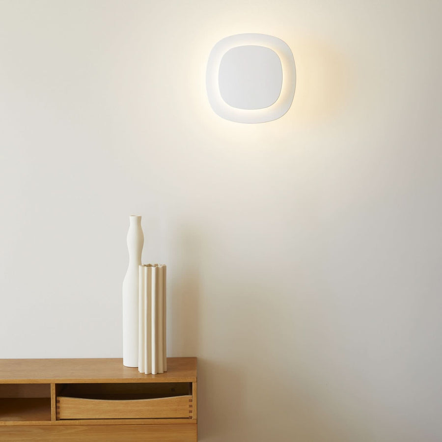 Applique murale LED Luthien en aluminium, blanc mat et transparent, hauteur 27 cm