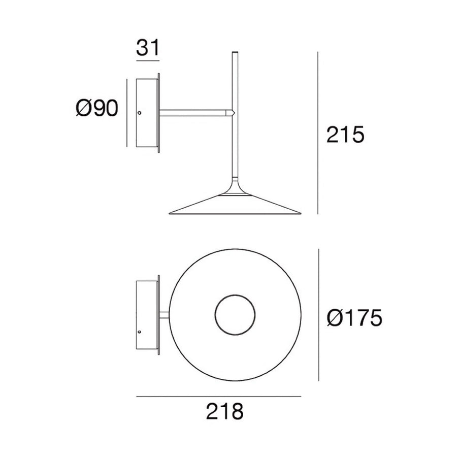 Applique murale LED Poe Plus en métal, noir, Ø 17,5 cm