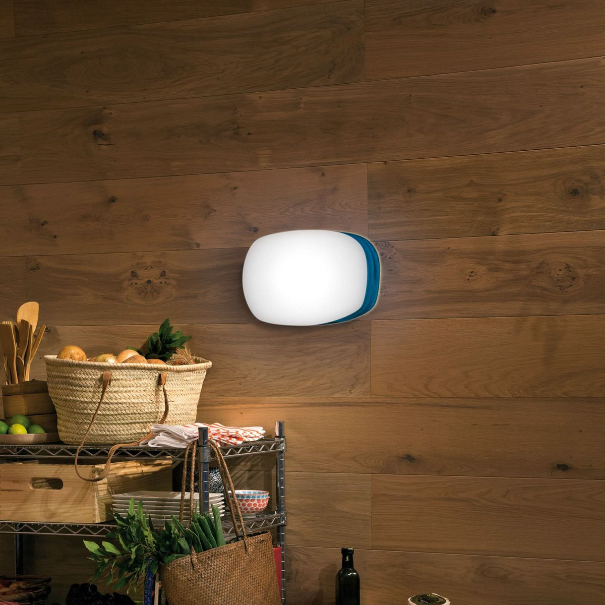 Applique murale LED Guijarro Medium en métal, bleu et blanc, hauteur 36 cm
