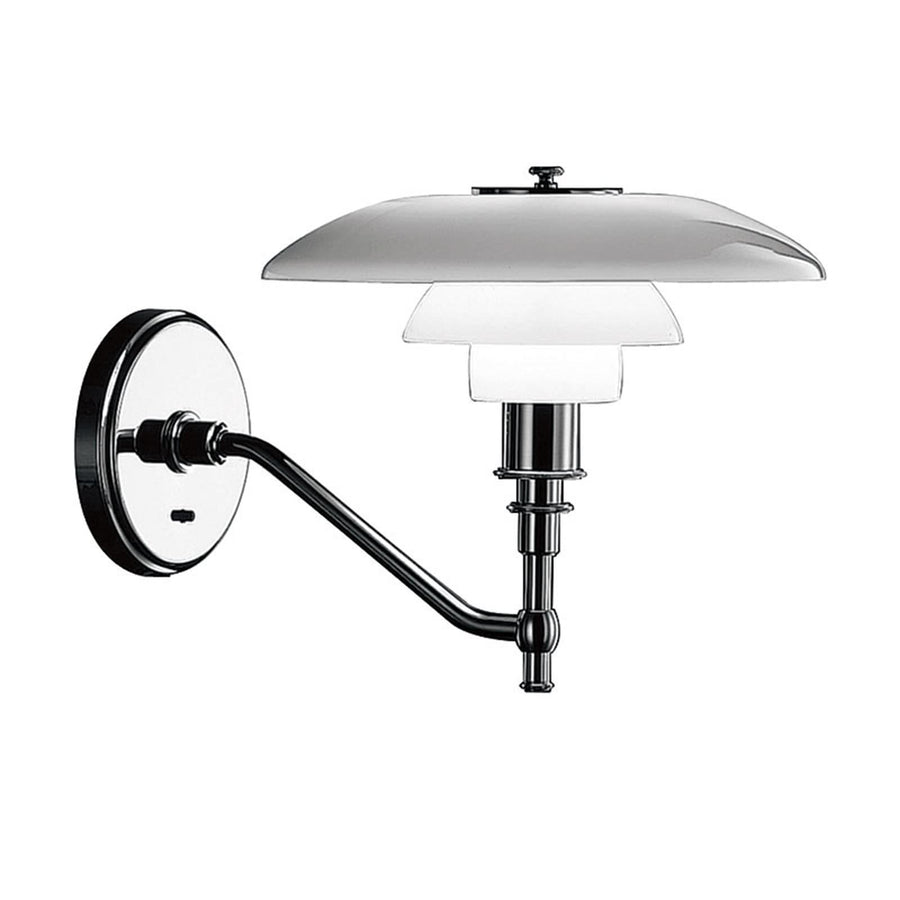 Applique murale PH 3/2 en laiton, chromé brillant, hauteur 23,5 cm