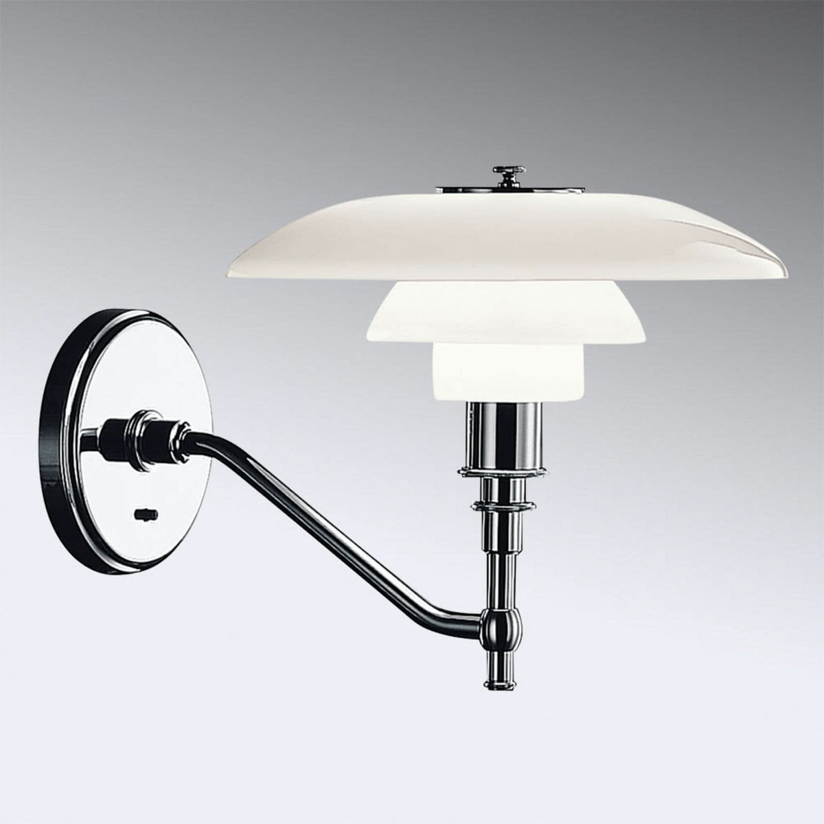 Applique murale PH 3/2 en laiton, chromé brillant, hauteur 23,5 cm