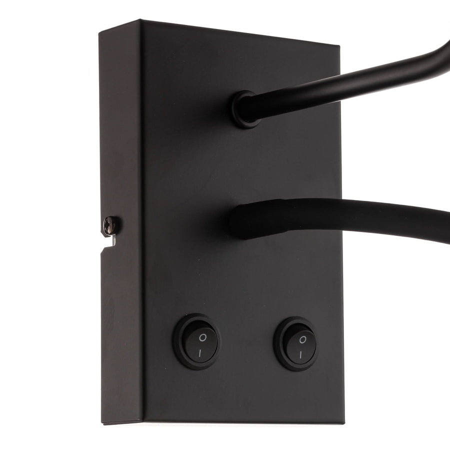 Applique murale Soho en tissu, noir et doré, 2 lumières, hauteur 38 cm, largeur 18 cm
