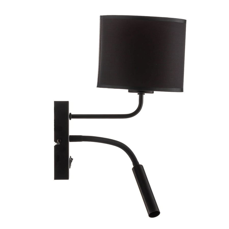 Applique murale Soho en tissu, noir et doré, 2 lumières, hauteur 38 cm, largeur 18 cm