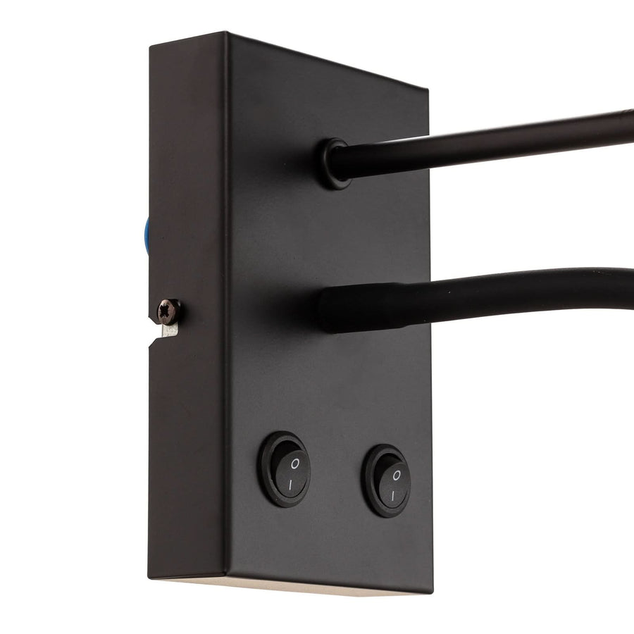 Applique murale Soho en tissu, noir et doré, 2 lumières, hauteur 38 cm, largeur 18 cm, modèle 2