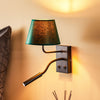 Applique murale Soho en tissu, vert et noir, 2 lumières, hauteur 38 cm, largeur 18 cm, modèle 2