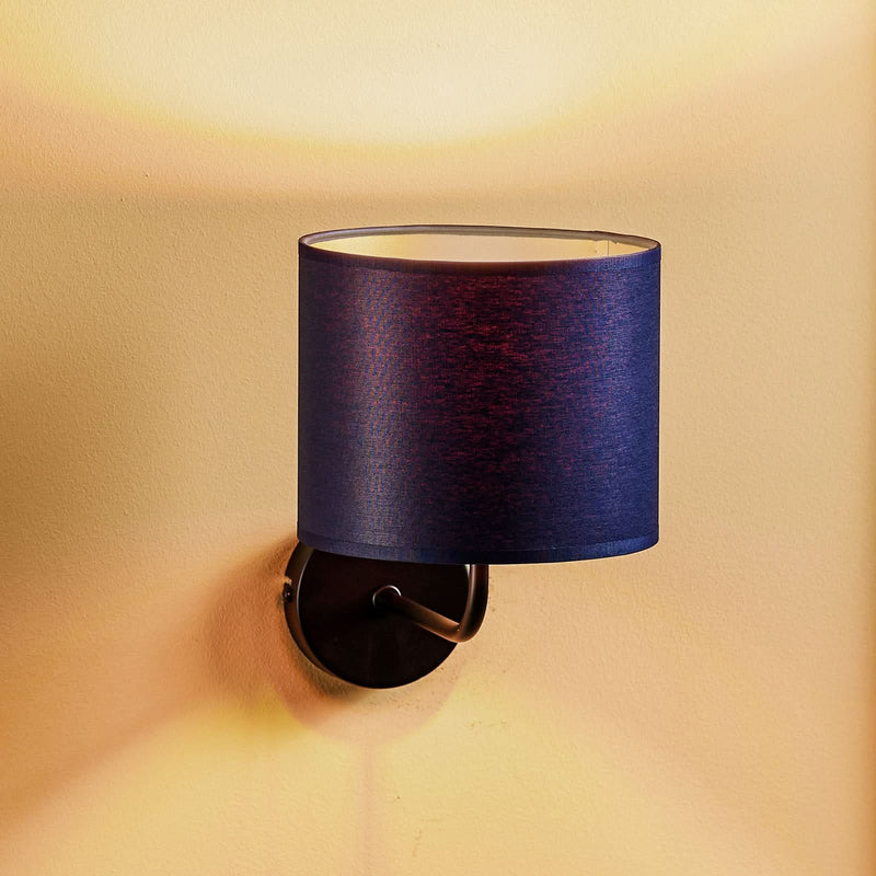 Applique murale Soho en tissu, bleu foncé et doré, hauteur 24 cm