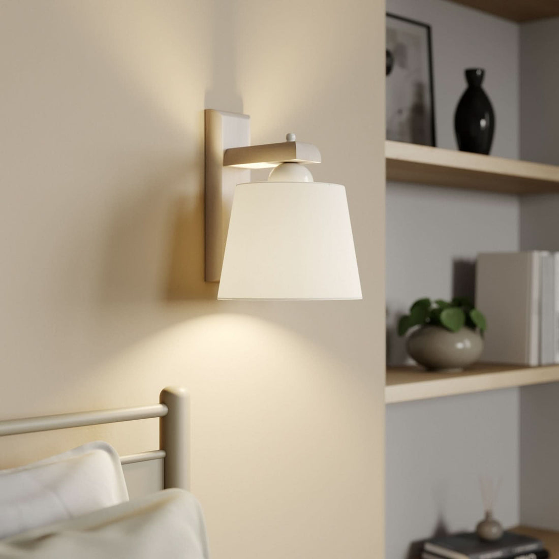 Applique murale Sweden en bois, blanc, hauteur 24,5 cm