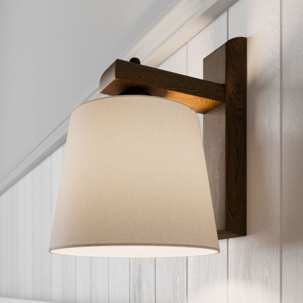 Applique murale Sweden en bois, noyer et blanc, hauteur 24,5 cm