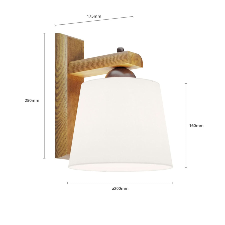 Applique murale Sweden en bois, noyer et blanc, hauteur 24,5 cm
