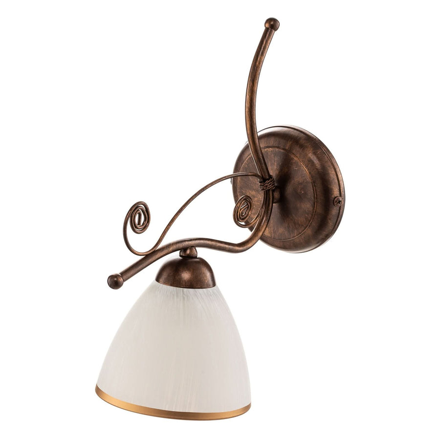 Applique murale Roma en verre, marron et blanc, hauteur 30 cm