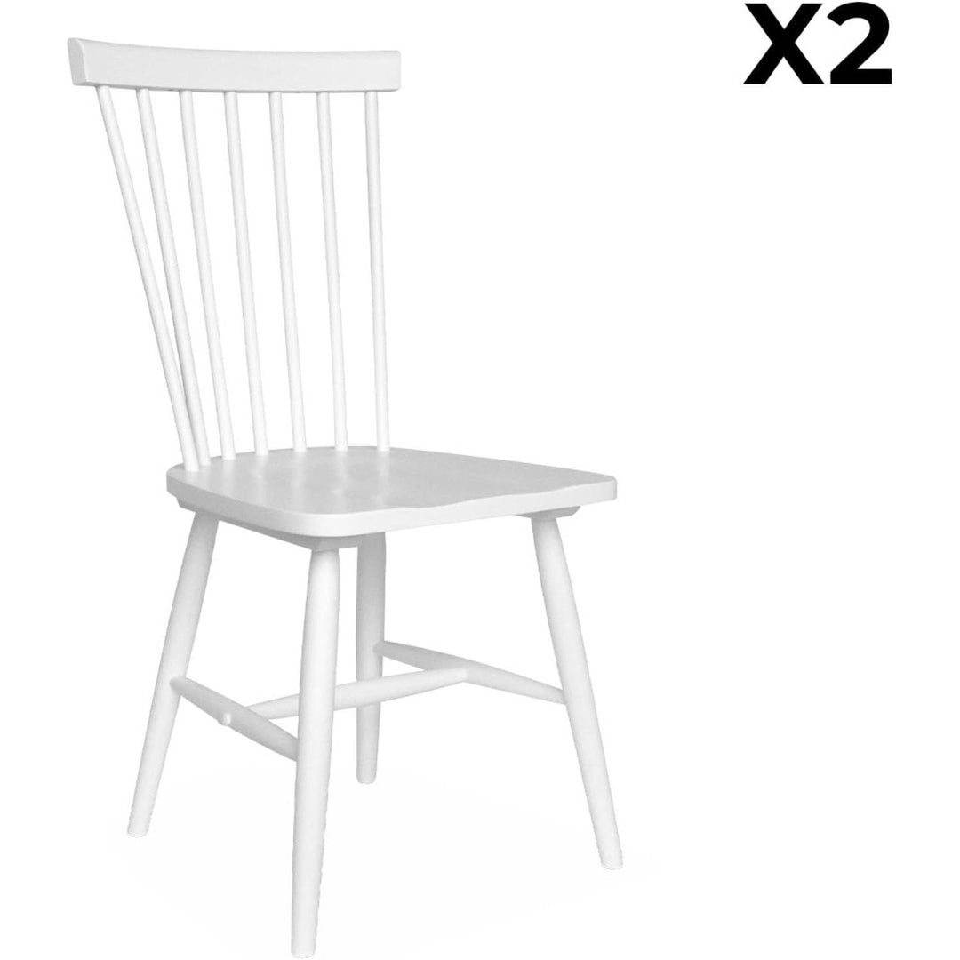 Alice'S Home - Lot De 2 Chaises Blanches À Barreaux En Bois D'Hévéa. ROMIE. L 50.8 X P 44.2 X H 90Cm. | Designix - Amazon    - https://designix.fr/