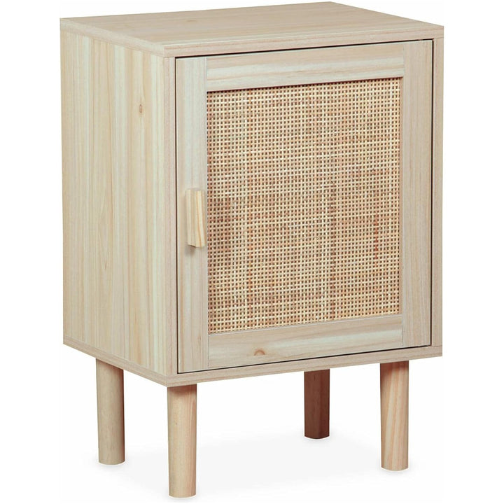 Alice'S Home - Table De Chevet En Cannage Et Décor Bois - Camargue - 40X30X58Cm - 2 Niveaux - 1 Porte - Pieds Droits | Designix - Amazon    - https://designix.fr/