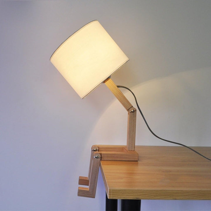 Lampe Bonhomme Bois Assis | Compagnon Luminé | Designix - Lampe de chevet    - https://designix.fr/