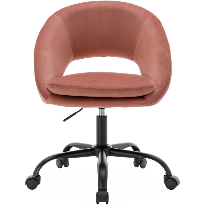 Alice'S Home - Chaise De Bureau Ronde À Roulettes En Velours Vieux Rose. Pam. L 59 X P 60 X H 79 / 89Cm. | Designix - Amazon    - https://designix.fr/