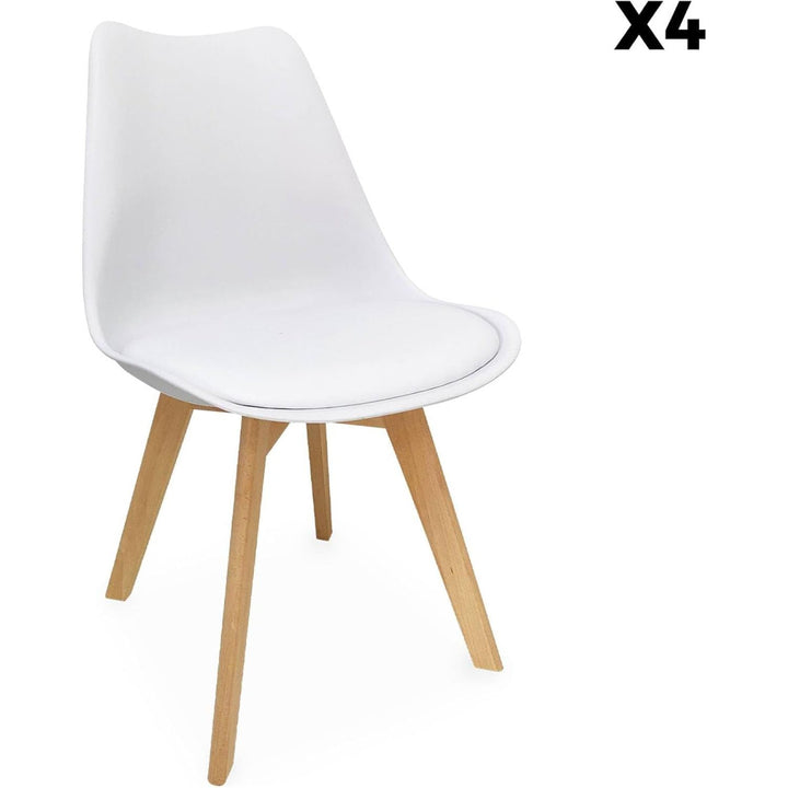 Alice'S Home - Lot De 4 Chaises Scandinaves. Pieds Bois De Hêtre. Chaises 1 Place. Blancs | Designix - Amazon    - https://designix.fr/