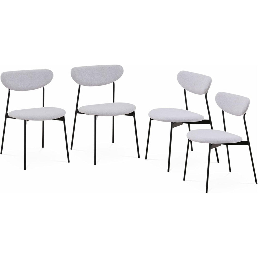 Alice'S Home - Lot De 4 Chaises - Arty - Scandinaves Et Vintage. Assise Et Dossier Gris Clair. Pieds En Acier | Designix - Amazon    - https://designix.fr/