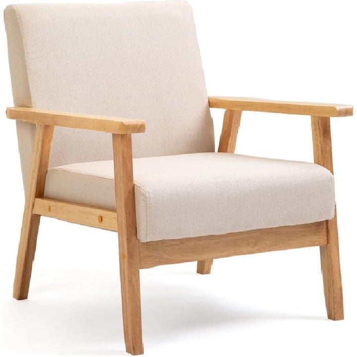 Fauteuil De Salon En Bois Chaise Longue Relax Chaise D'Appoint Avec Accoudoirs Chaise De Canapé De Loisirs En Lin Pour Salon Chambre Vérandas, Beige | Designix -     - https://designix.fr/