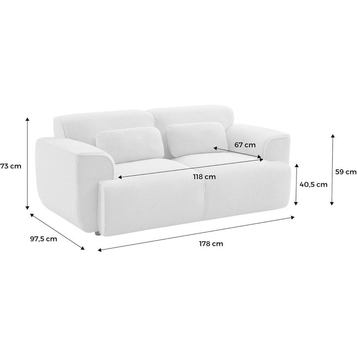 Alice'S Home - Canapé 2 Places. Tissu Bouclette. 2 Coussins Déhoussables. Wallas L 178 X P 97.5 X H 73Cm | Designix - Amazon    - https://designix.fr/