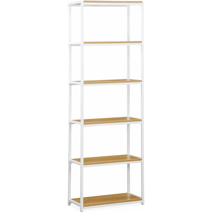 Alice'S Home - Étagère En Métal Blanc Et Décor Bois - Loft - Bibliothèque 6 Niveaux. 60X30X180Cm | Designix - Amazon    - https://designix.fr/