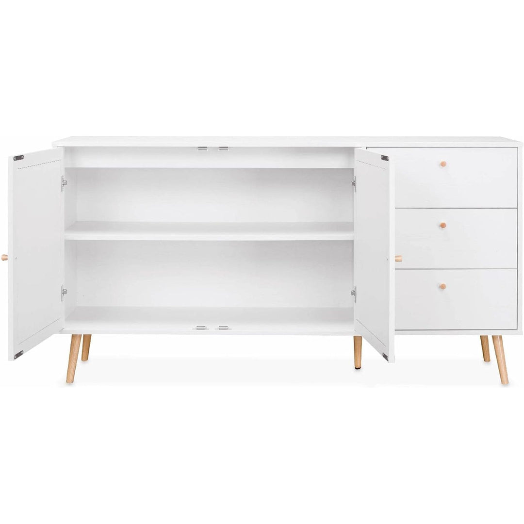 Alice'S Home - Buffet De Rangement Blanc En Cannage 2 Portes 3 Tiroirs L150 X L39 X H79Cm - Bohème | Designix - Amazon    - https://designix.fr/