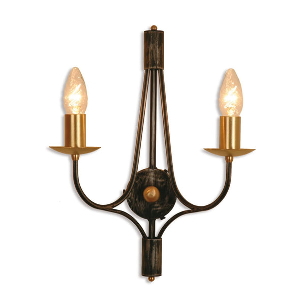 Applique murale Opera en laiton, brun foncé, 2 lumières, hauteur 38 cm