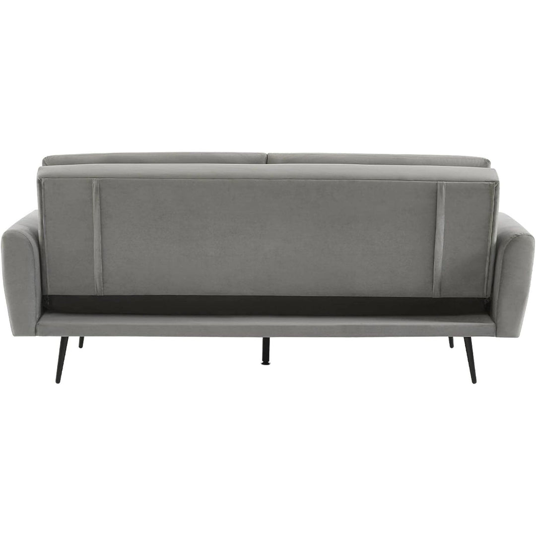 Alice'S Home - Canapé Convertible. John. 2-3 Places Pieds Métal Et Velours Gris Clair L 210 X P111 X H48Cm | Designix -     - https://designix.fr/