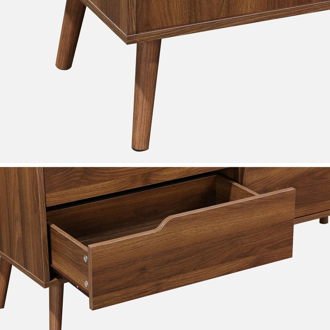 Alice'S Home - Commode Décor Bois De Noyer. 6 Tiroirs. Pieds En Pin Massif | Designix - Amazon    - https://designix.fr/