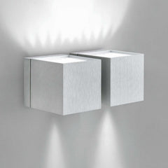 Applique murale 2 Dau en aluminium, 2 lumières, hauteur 8 cm
