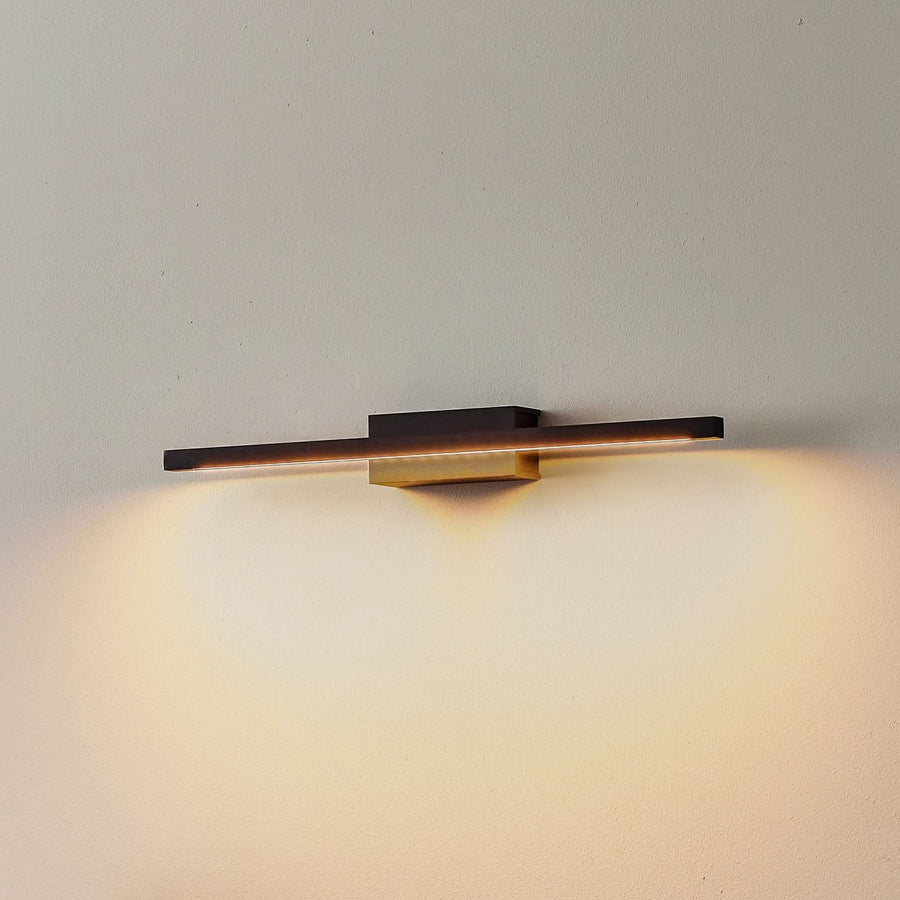 Applique murale LED Tolu en laiton, noir et chrome, hauteur 5 cm