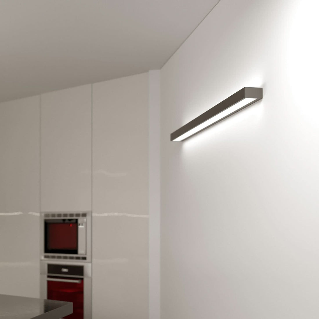 Applique murale LED Mera en acier, noir et blanc, hauteur 4,5 cm, 4000 K, 28 W