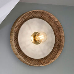 Applique murale Portinatx en céramique, blanc et crème, Ø 40 cm