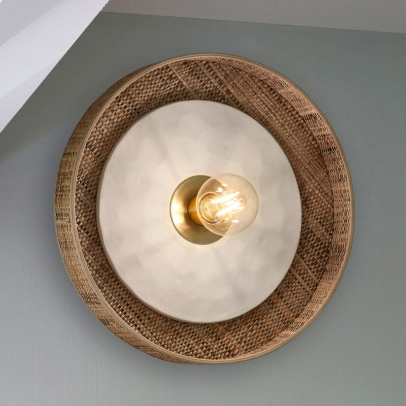 Applique murale Portinatx en céramique, blanc et crème, Ø 40 cm