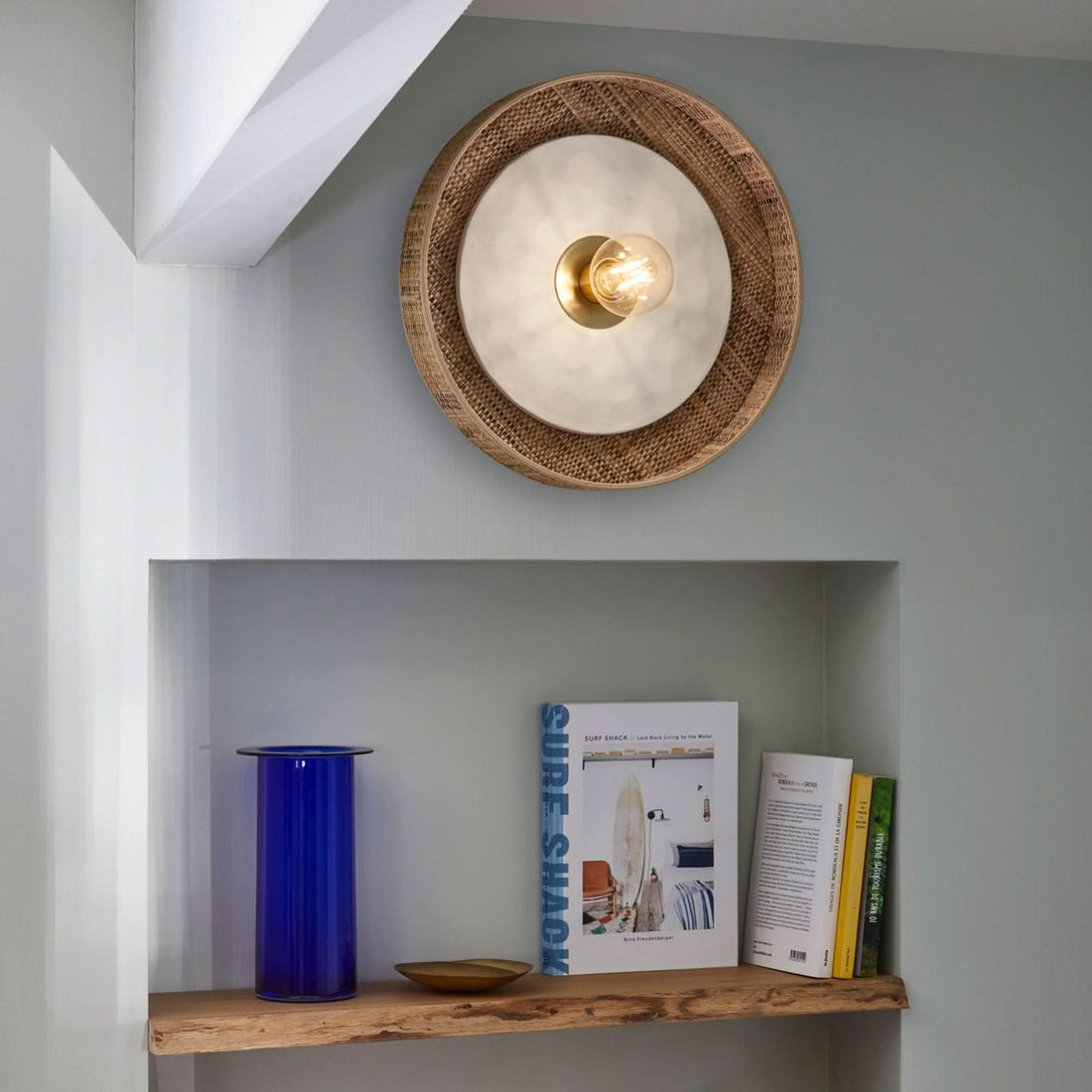Applique murale Portinatx en céramique, blanc et crème, Ø 40 cm