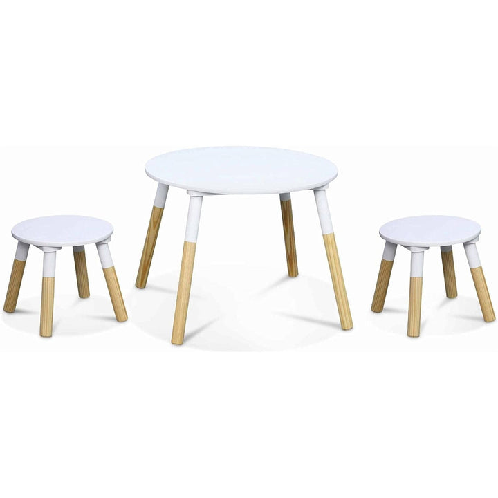 Alice'S Home - Table Ronde Pour Enfants. Deux Tabourets Tobias - Pin Et MDF - Ø55 X H43CM | Designix - Amazon    - https://designix.fr/