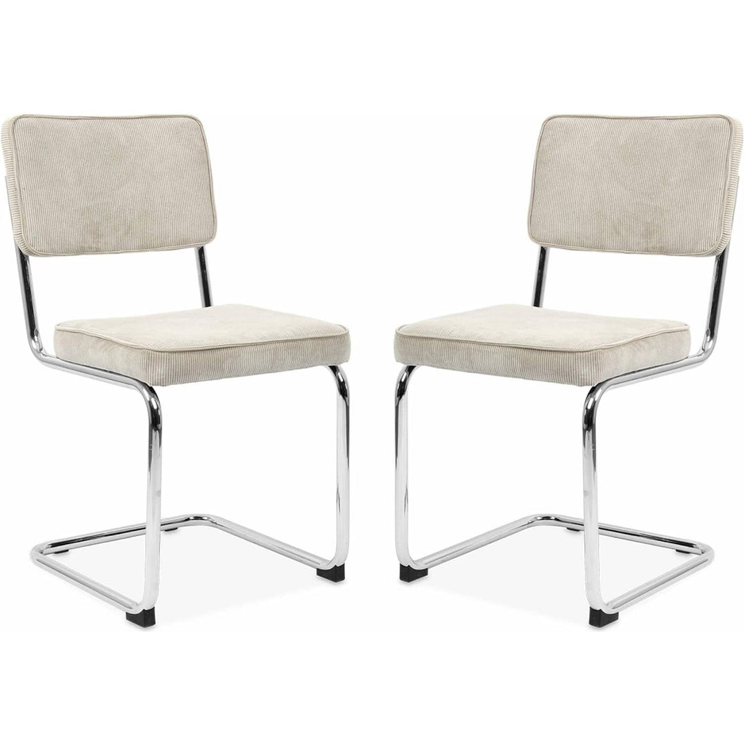 Alice'S Home - Lot De 2 Chaises Cantilever. Velours Côtelé Crème - Maja | Designix - Amazon    - https://designix.fr/