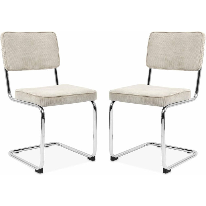 Alice'S Home - Lot De 2 Chaises Cantilever. Velours Côtelé Crème - Maja | Designix - Amazon    - https://designix.fr/