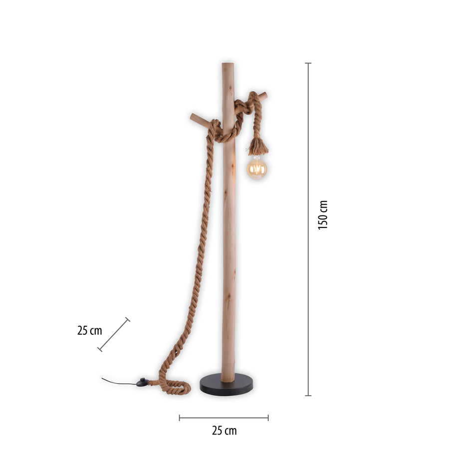 Lampadaire Rope marron, bois
