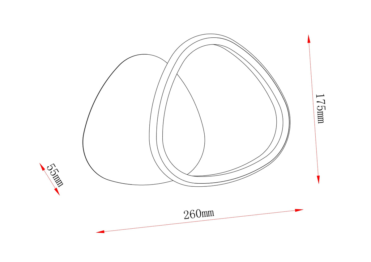 Schéma technique coté : 260 mm de large, 175 mm de haut, 55 mm de profondeur