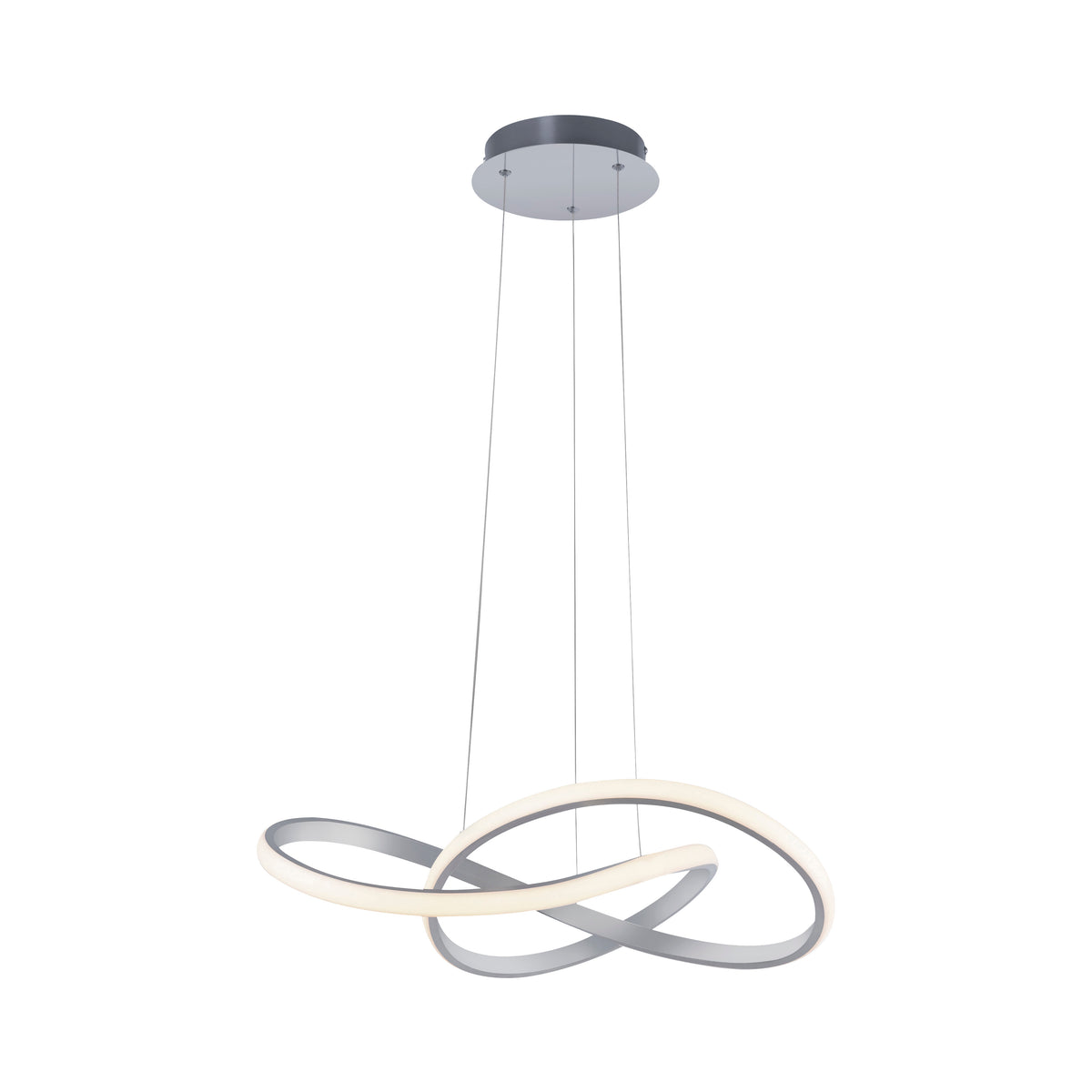Produit isolé de profil sur fond blanc, anneaux aluminium et diffuseur lumineux