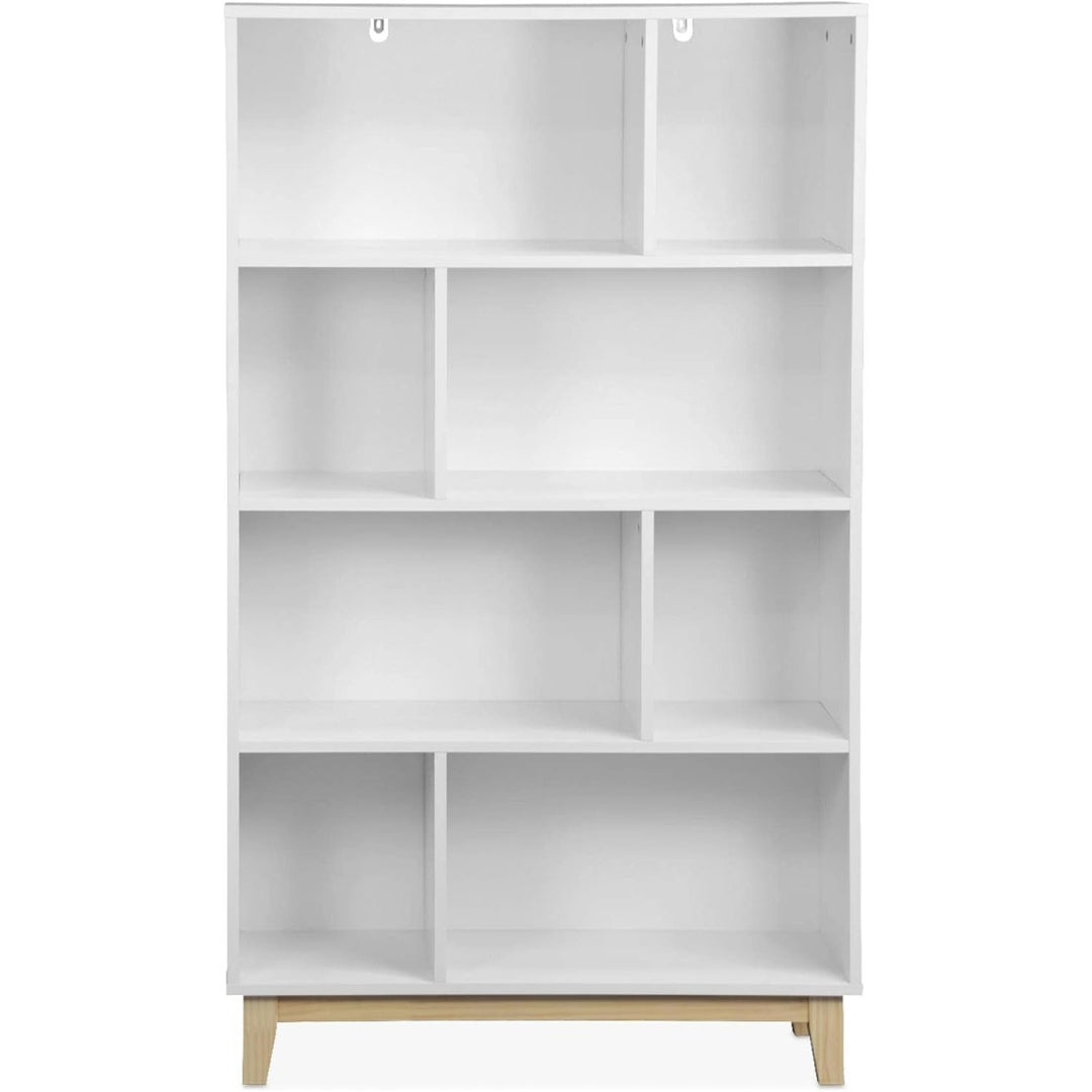 Alice'S Home - Bibliothèque Scandinave Blanche. Étagère Asymétrique - Floki - Pieds En Bois De Sapin. 4 Étagères. 8 Compartiments. 80X30X138Cm | Designix - Amazon    - https://designix.fr/