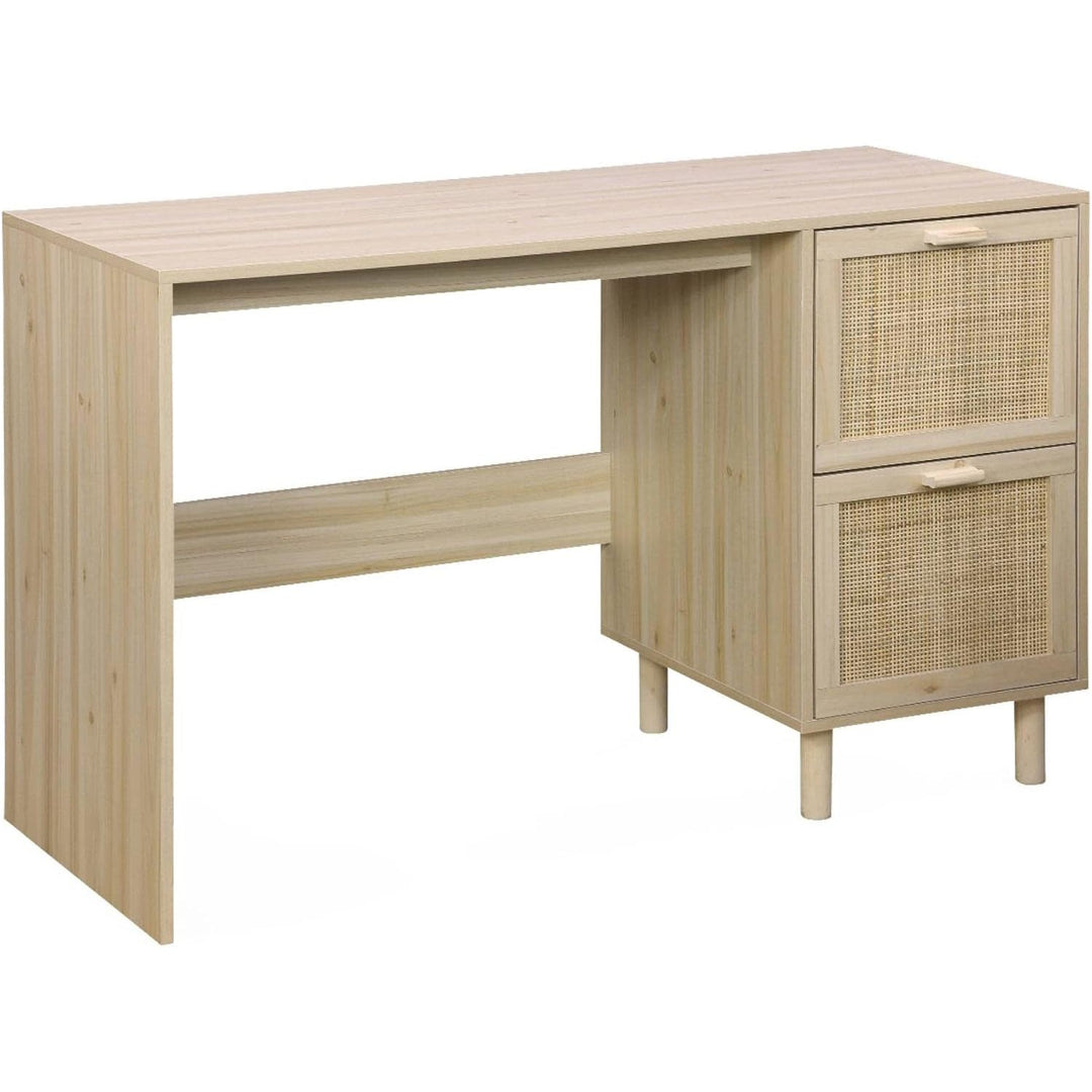 Alice'S Home - Bureau Décor Bois Et Cannage - Camargue - 120Cm. 2 Tiroirs | Designix - Amazon    - https://designix.fr/