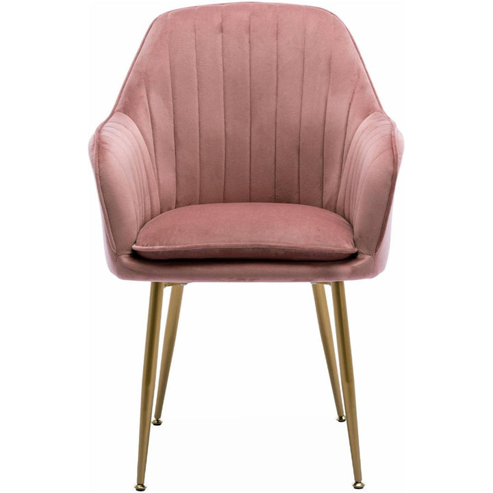 Alice'S Home - Fauteuil En Velours Vieux Rose Et Pieds En Métal Doré. Shella L 58 X P 58 X H 85 | Designix -     - https://designix.fr/